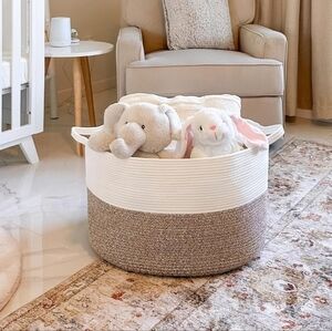 XXXLarge Woven Basket for Living Room 21.7" x 21.7" x 13.8"-Storage Basket